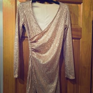 Rose gold sequin wrap dress